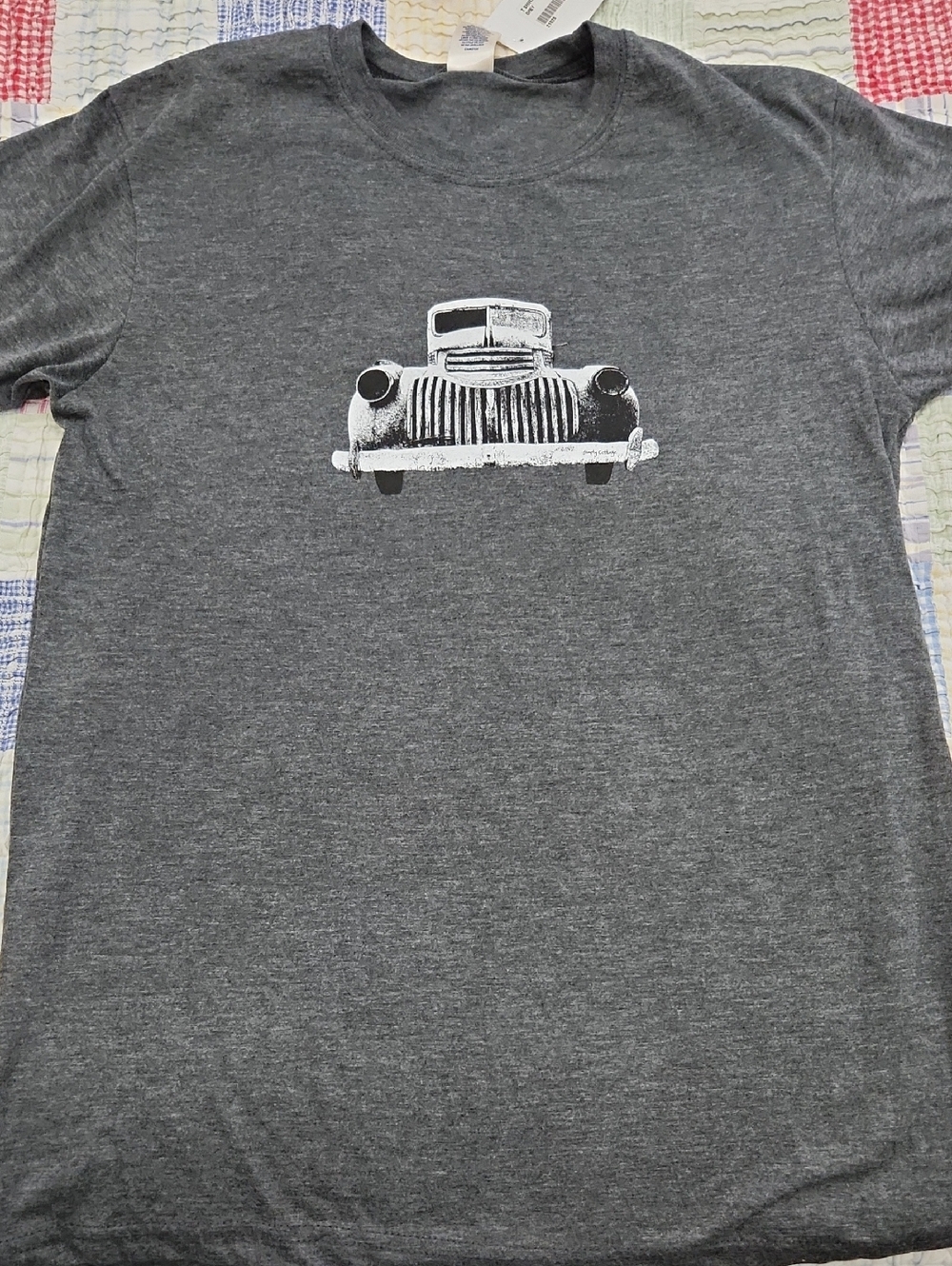 Unisex M Lake Life Gray Vintage Truck Graphic T-Shirt
